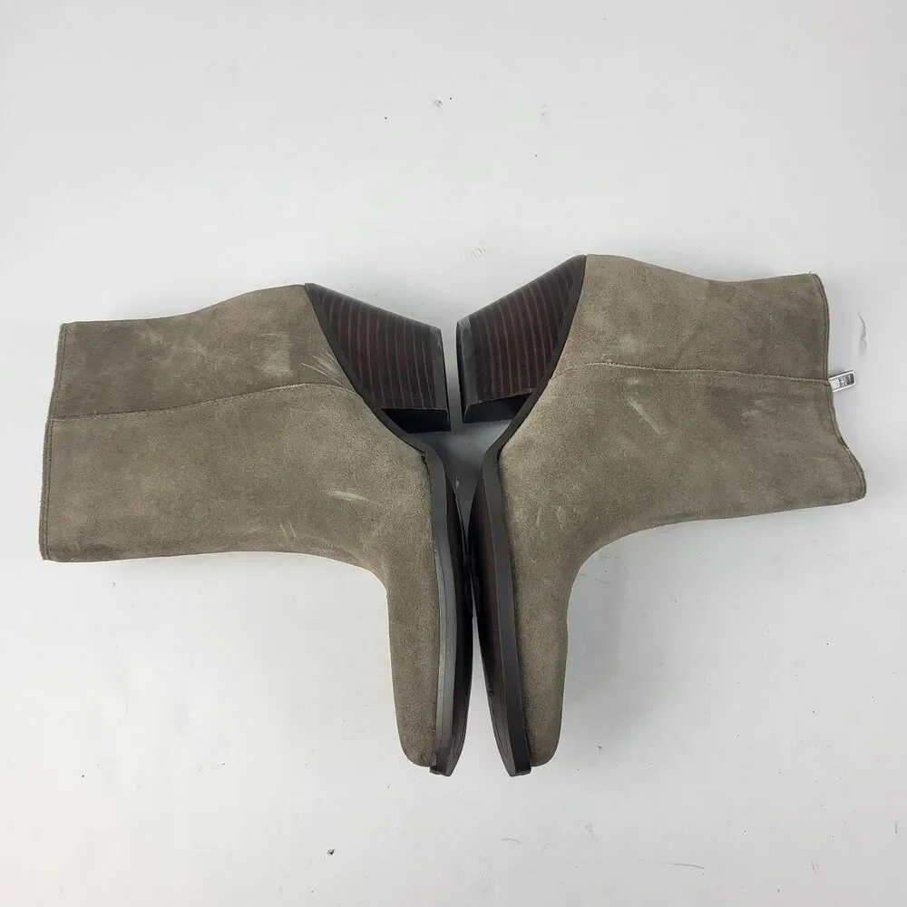 Sam Edelman Jane Desert Olive Suede Ankle Booties Size 6.5M